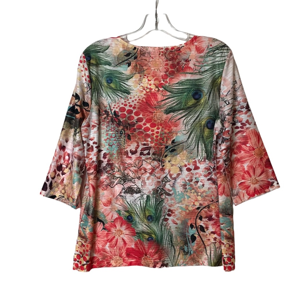 Blue Mood Floral & Peacock Feathers Top - Picture 12 of 13